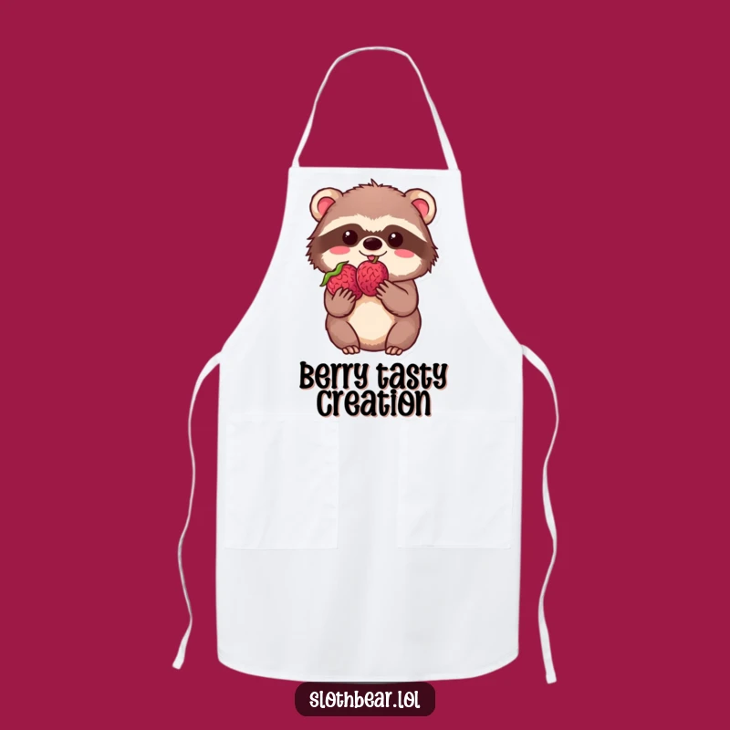 Funny Kawaii Sloth Bear Berry Apron - Kitchen Joy & Hilarious Gift