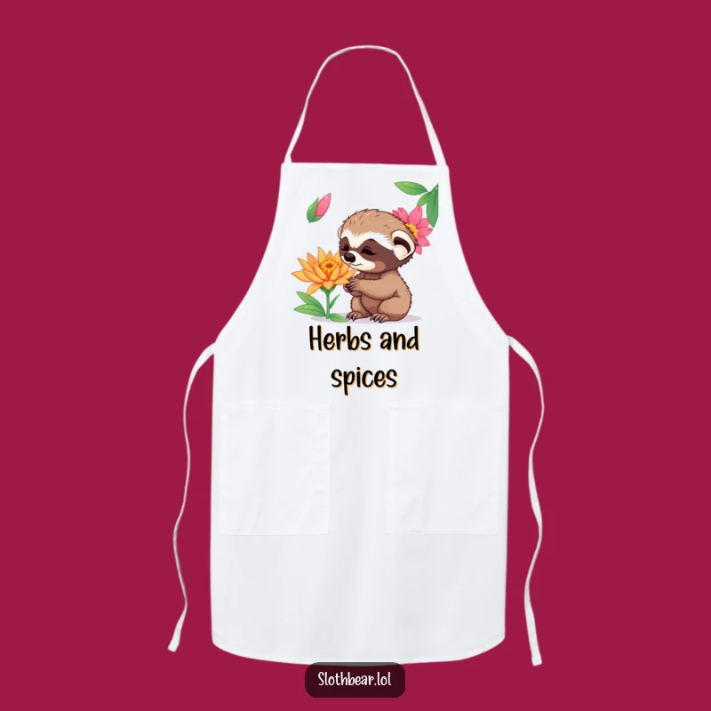 Funny Curious Sloth Bear Cub Apron - Wonderful Flower Cooking Gift