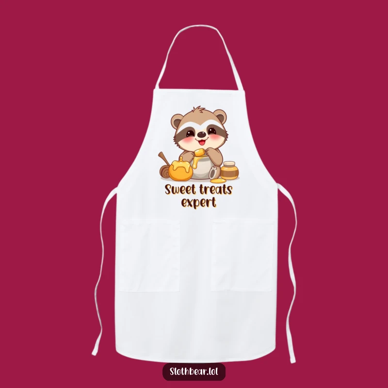 Funny Happy Honey Sloth Bear Apron for Sweet Kitchen Moments