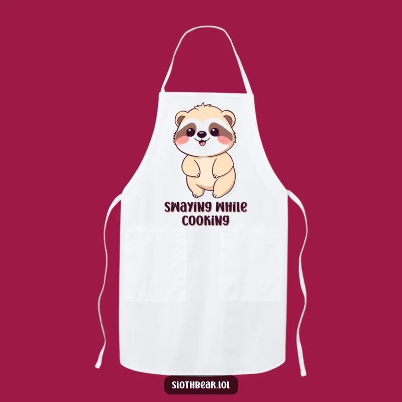 Funny Kawaii Sloth Bear Apron: Relaxed Chef Character for a Peaceful Funny Gift