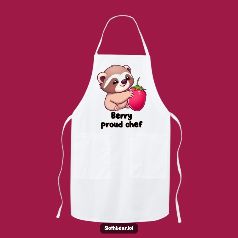 Funny Kawaii Sloth Bear Berry Apron: Cook Sweetly With Charm