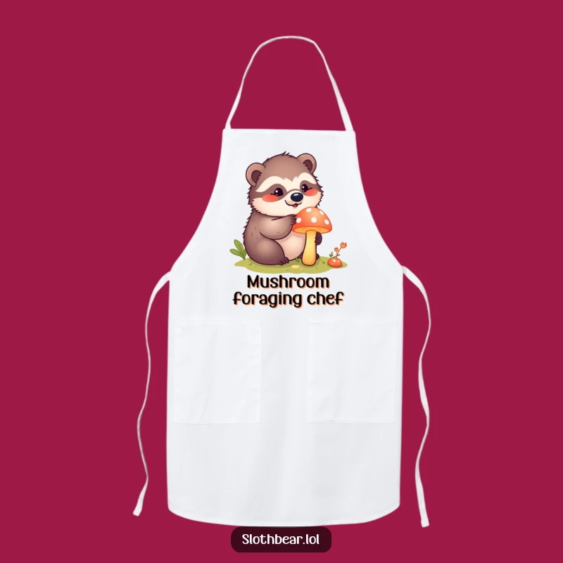 Funny Kawaii Sloth Bear Mushroom Apron - Kitchen Exploration & Hilarious Gift