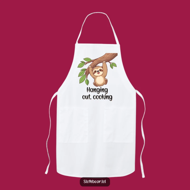 Funny Kawaii Sloth Bear Swinging Apron - Chef's Hilarious Kitchen Companion Gift