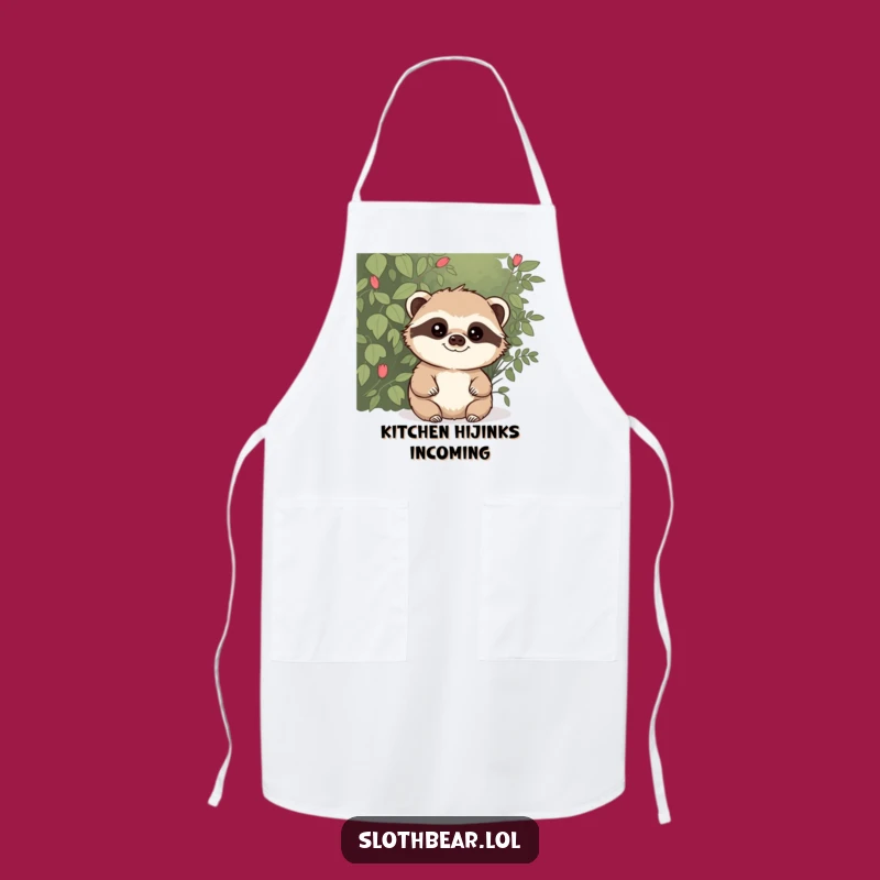 Funny Mischievous Sloth Bear Apron - Kitchen Intrigue for Playful Cooks