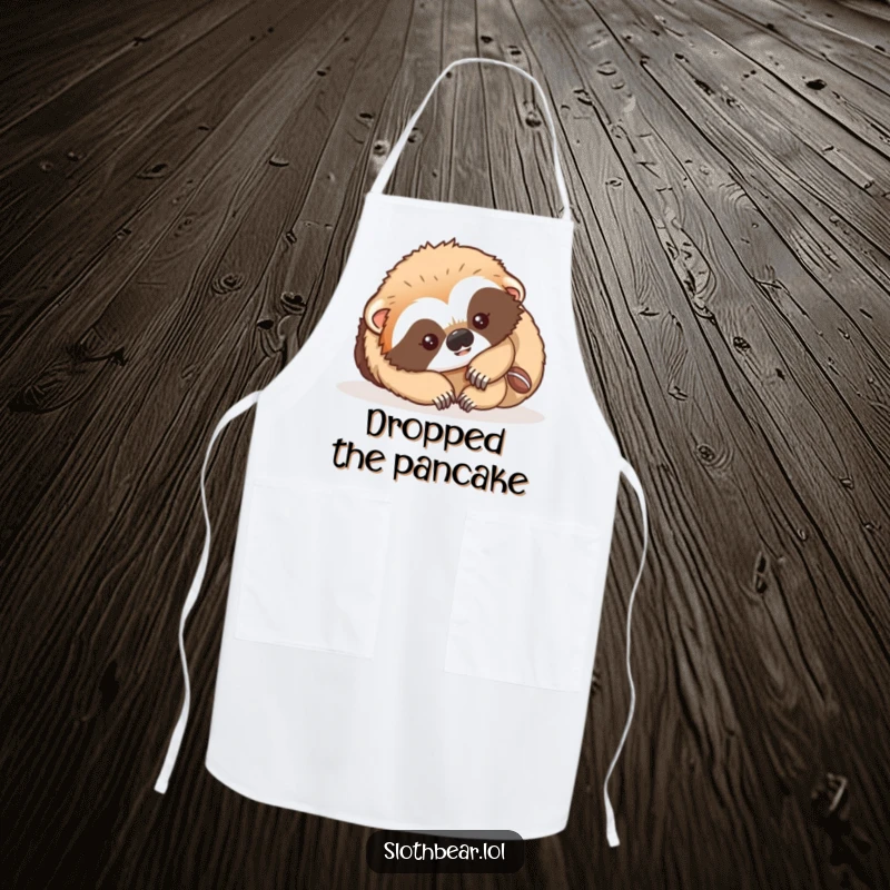 Funny Apron featuring a sloth bear cub playfully tumbling, adding whimsy to kitchen duties.