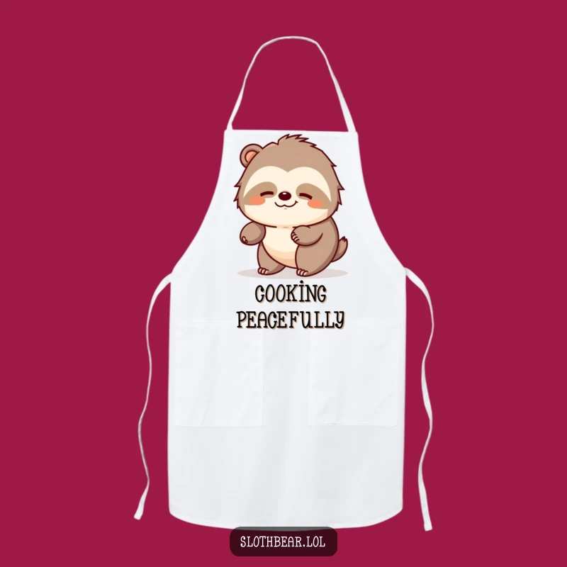 Funny Sloth Bear Apron: Cook with Peace, Perfect Funny Gift