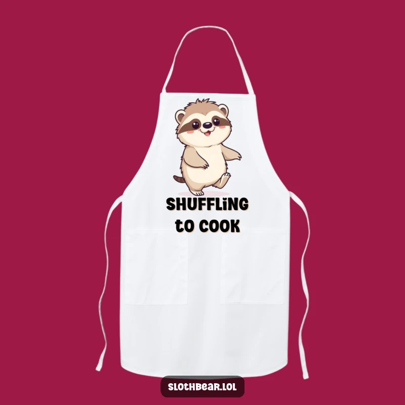 Funny Sloth Bear Apron: Happy Shuffle Cook, Kitchen Gift