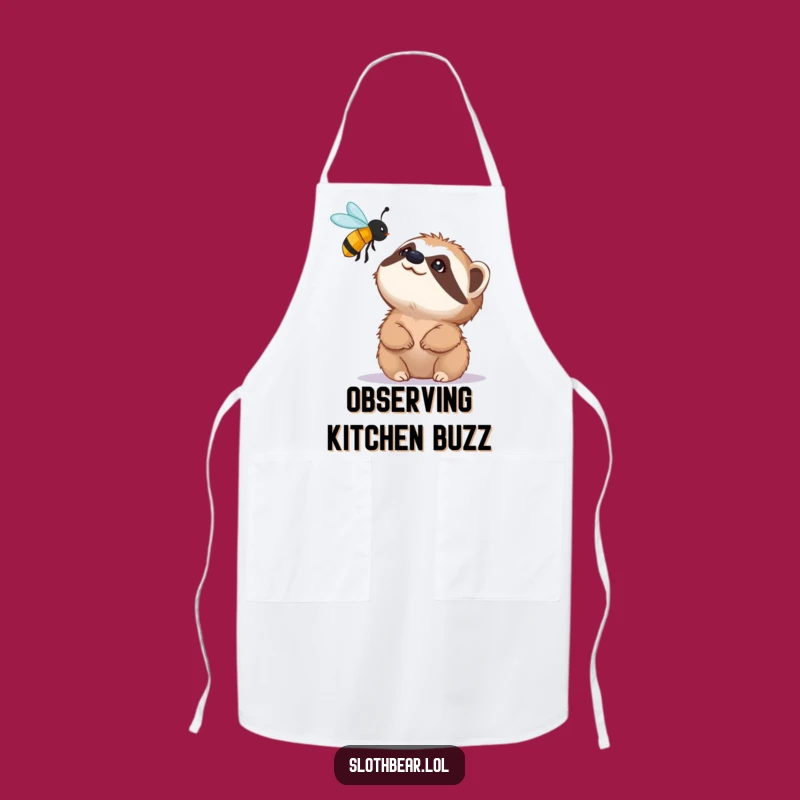 Funny Sloth Bear & Bee Apron: Kitchen Humor, Perfect Chef's Gift