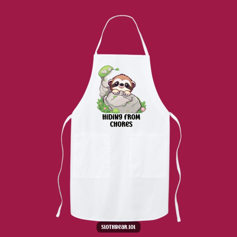 Funny Sloth Bear Peek Apron - Hilarious Mossy Rock Kitchen Gift