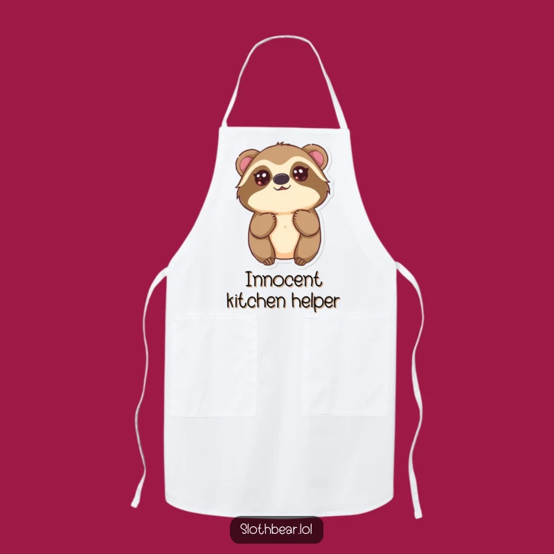 Funny Kawaii Sloth Bear Apron: Innocent Chef Character for a Sweet Funny Gift