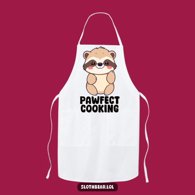 Funny Kawaii Sloth Bear Apron: Kitchen Friendliness with Paw Tap