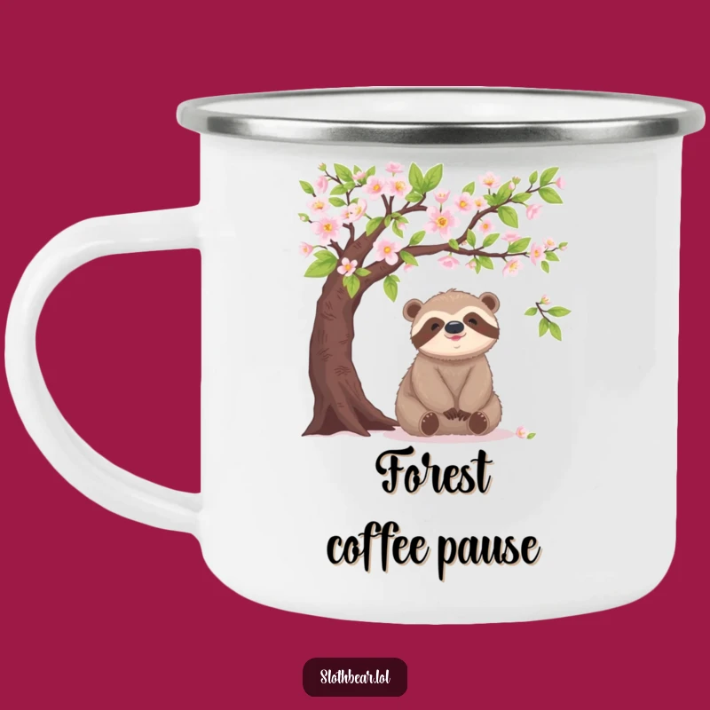Funny Sloth Bear Blooming Tree Camping Mug – Peaceful Adventures!