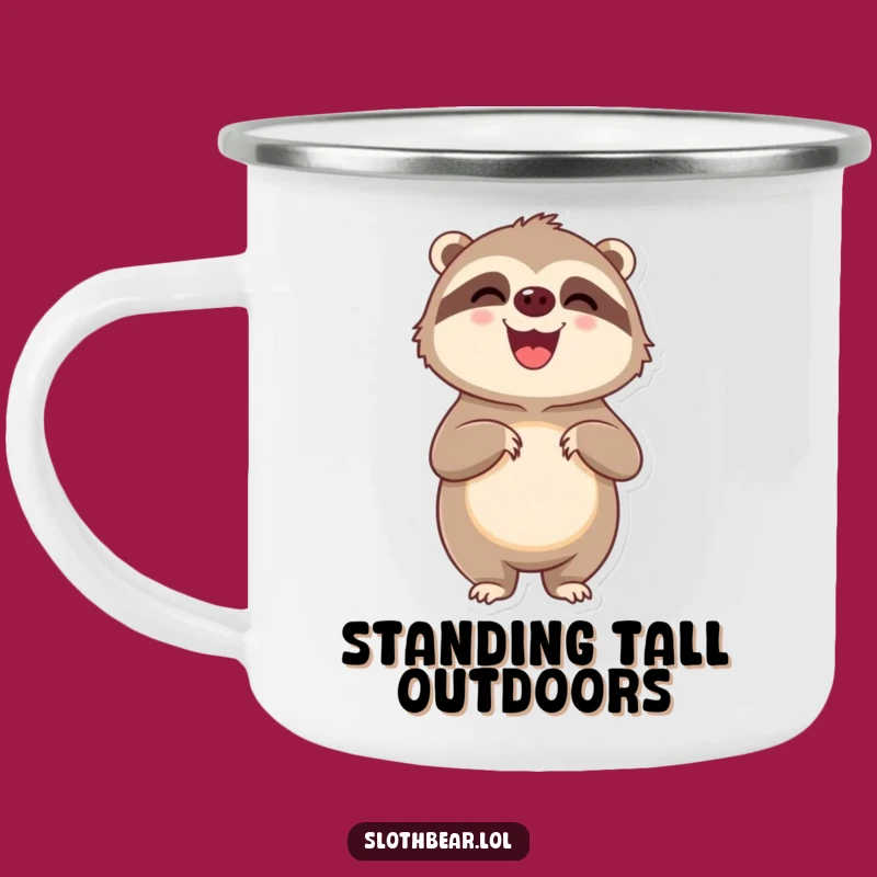 Funny Delighted Sloth Bear Camping Mug - Outdoor Pleased Cup Gift