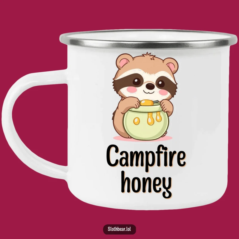 Funny Kawaii Sloth Bear Camping Mug: Cute Honey Lover Cup for Outdoor Fun Gift