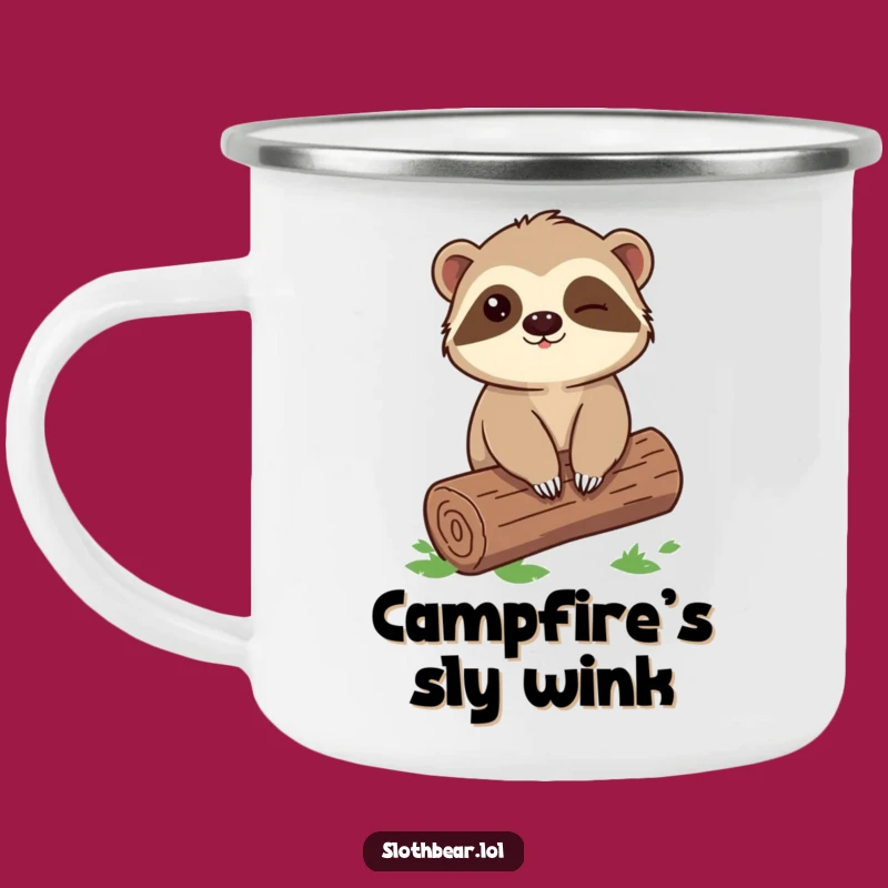 Funny Sloth Bear Camping Mug: Winking Adventure, Outdoor Gift