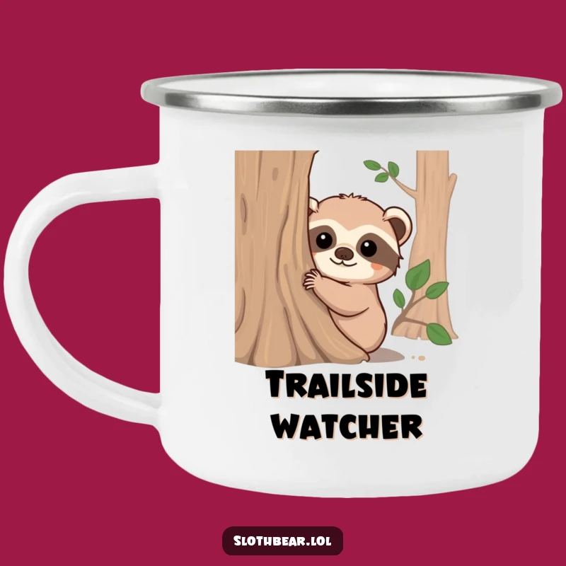 Funny Sloth Bear Peeking Tree Trunk Camping Mug - Adventure Peek Gift