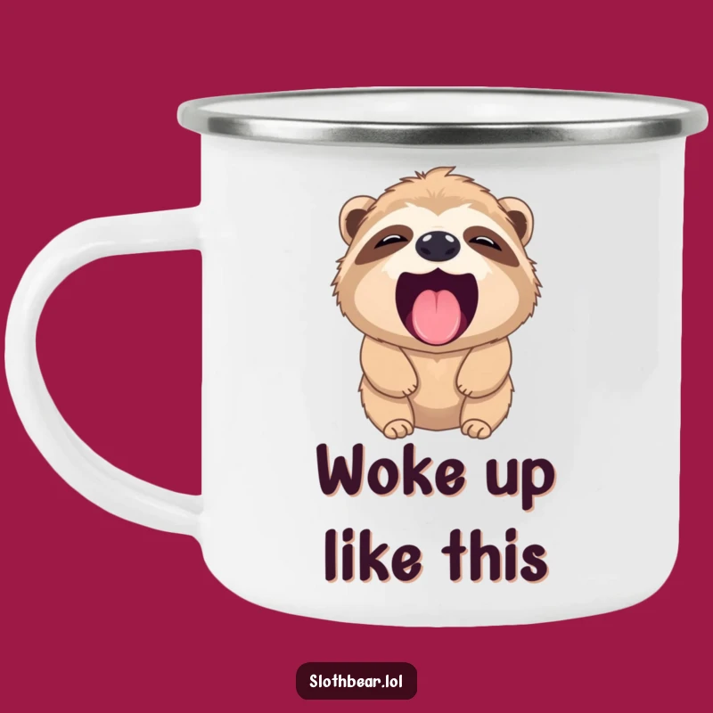 Funny Sloth Bear Yawn Camping Mug: Outdoor Humor, Perfect Funny Gift for Campers!