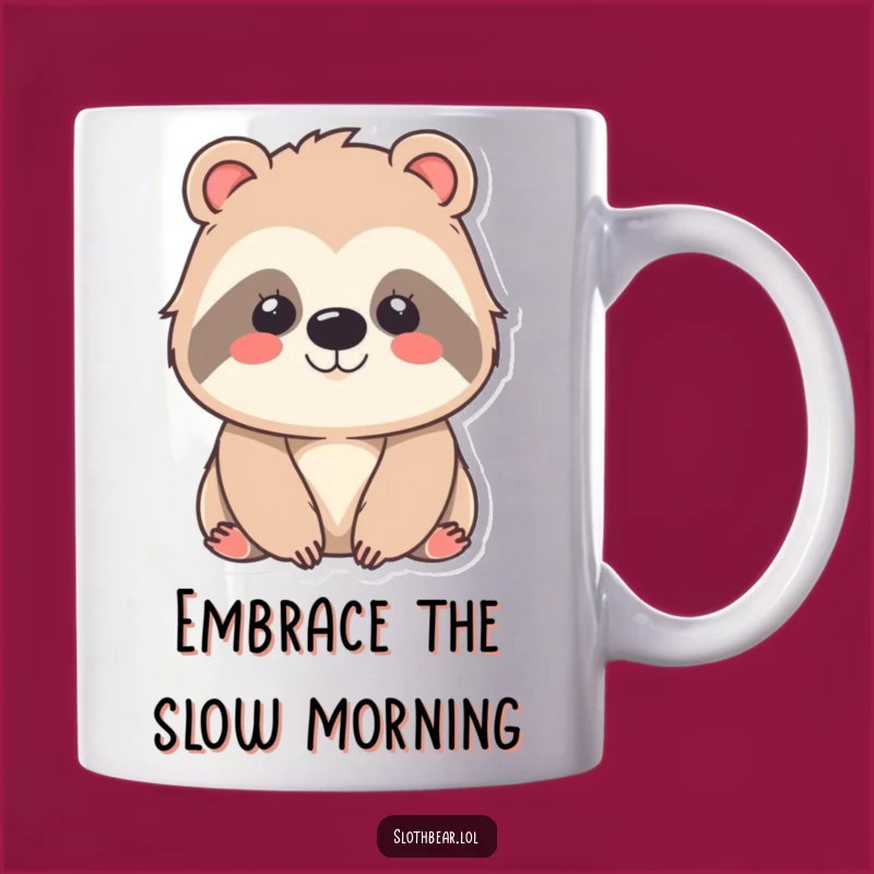 Funny Kawaii Sloth Bear Mug: Adorable Smile Gift for Animal Lovers
