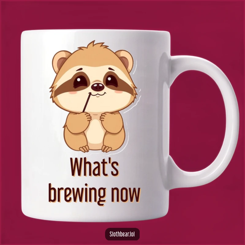 Funny Sloth Bear Mug: Curious Sniffing Character, Unique Gift for Animal Lovers