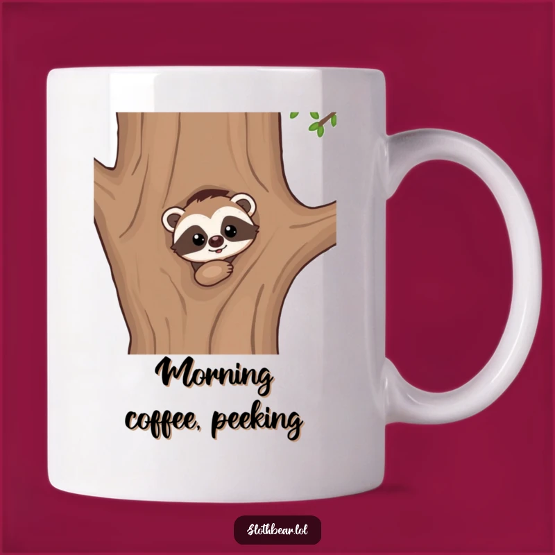 Funny Kawaii Sloth Bear Peek Mug: Curious Character For Whimsical Sips
