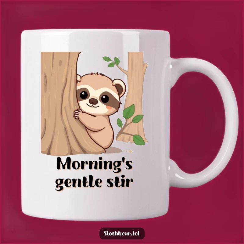 Funny Sloth Bear Peeking Tree Trunk Mug - Adorable Animal Gift Idea