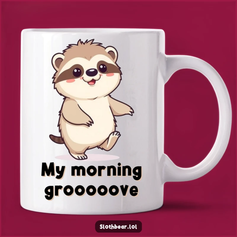 Funny Sloth Bear Mug: Happy Shuffle Character, Relaxing Gift for Slow Living