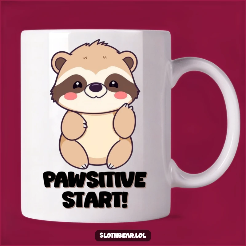 Funny Kawaii Sloth Bear Mug: Gentle Paw Tap Greeting Gift