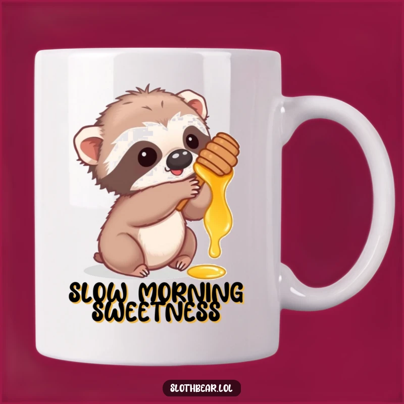Funny Sloth Bear Cub Honey Mug: Adorable Animal Character for Sweet Sips