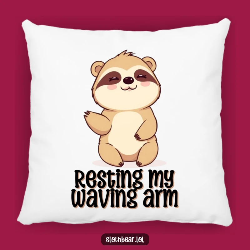 Comforting Sloth Bear Pillow: Funny Slow Wave Greeting, Soft Gift