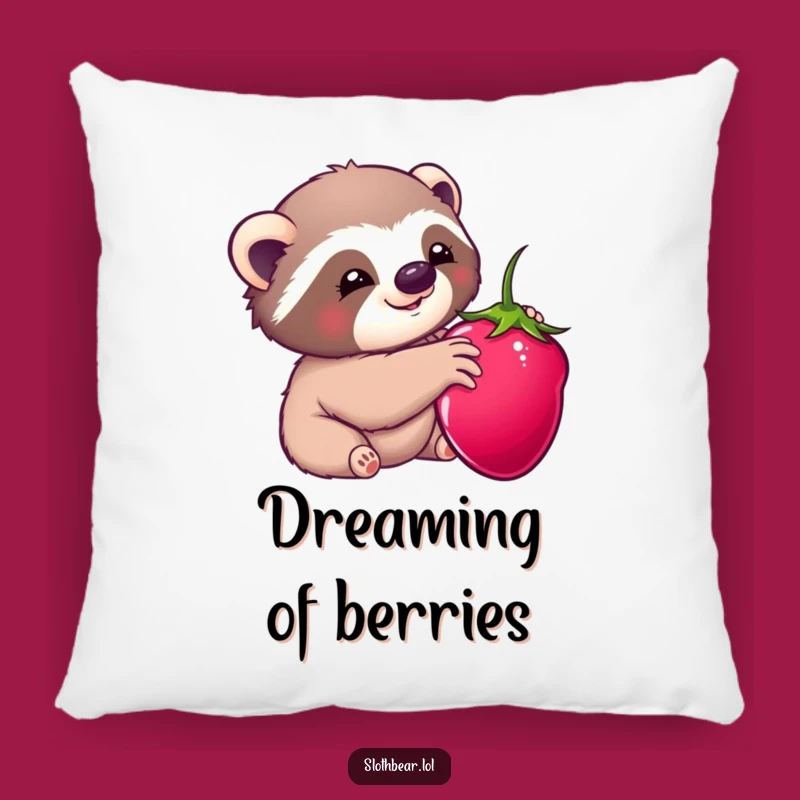 Funny Kawaii Sloth Bear Berry Pillow: Cozy Comfort With Sweet Art