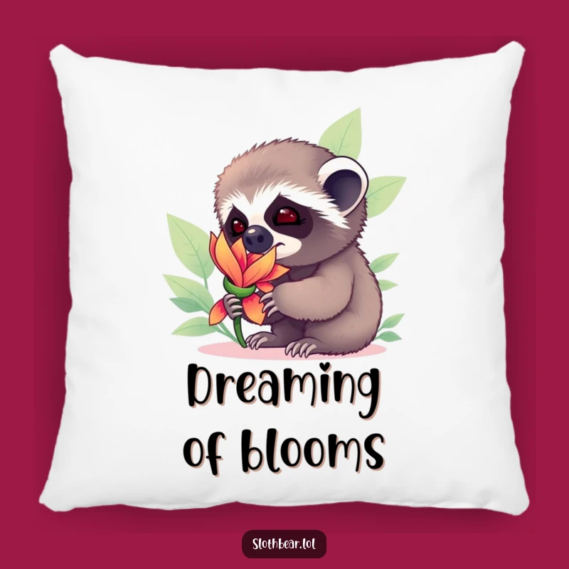Funny Sloth Bear Cub Pillow: Soft Cub Sniffing Flower, a Cozy and Funny Gift