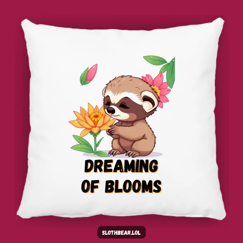 Funny Curious Sloth Bear Cub Pillow - Cozy Flower Cushion Gift