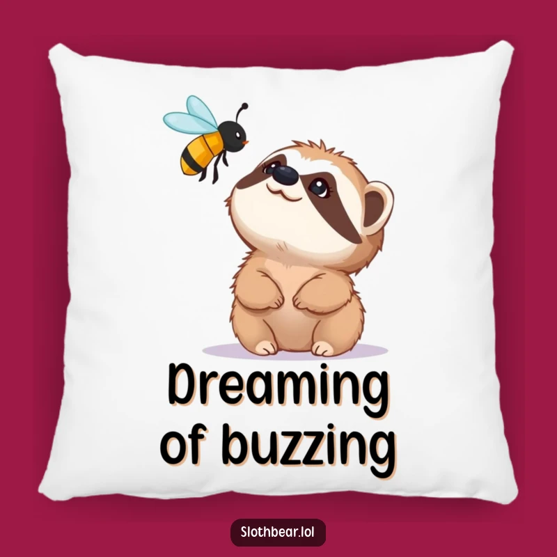 Funny Sloth Bear & Bee Pillow: Cozy Wildlife Accent, Perfect Comedic Gift