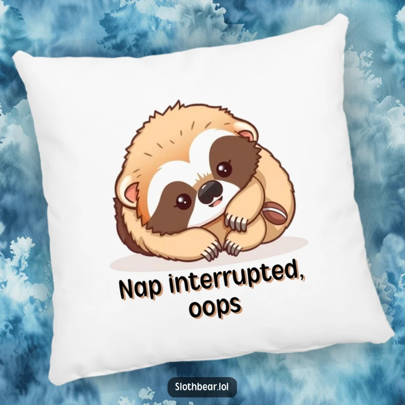 Funny Pillow featuring a sloth bear cub in a playful tumble, providing comfort and a touch of adorable mischief.