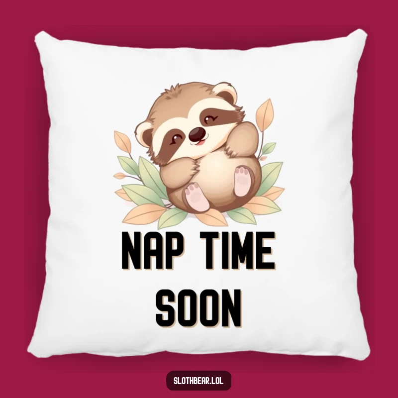 Funny Baby Sloth Bear Leaves Pillow - Cozy Comfort & Playful Decor