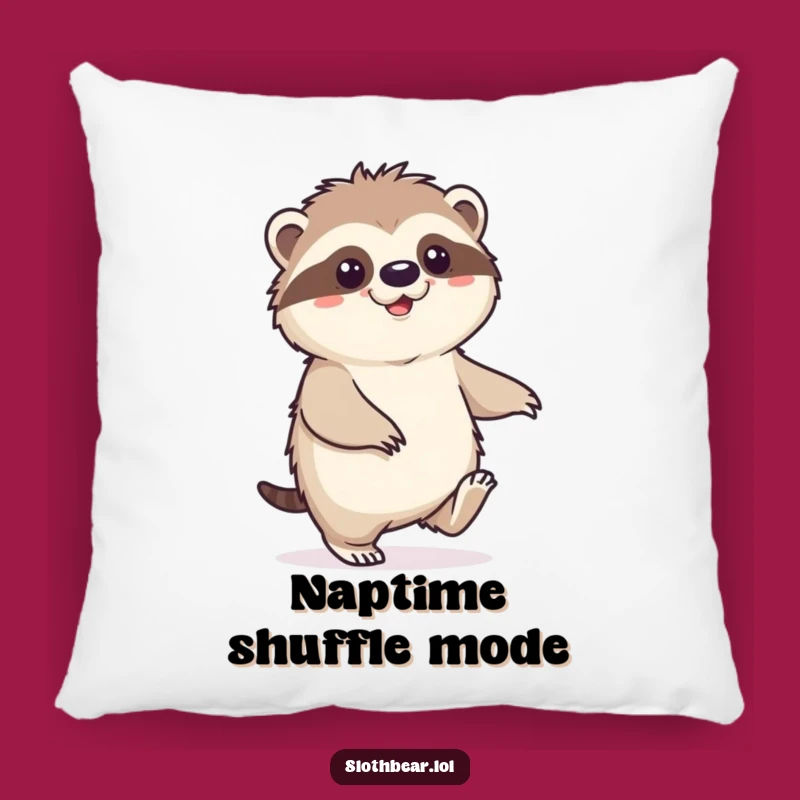 Funny Sloth Bear Pillow: Happy Shuffle Comfort, Cozy Gift for Slow Moments