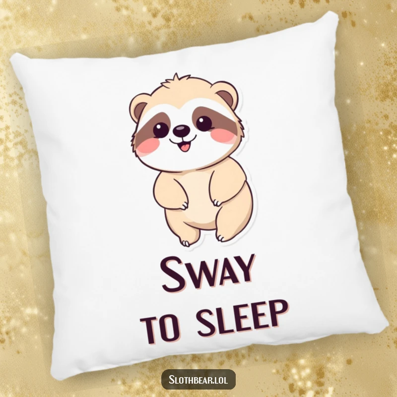 Funny Kawaii Sloth Bear Pillow featuring a cute bear peacefully swaying, offering cozy comfort and a delightful funny gift.