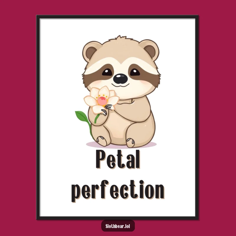 Artistic Funny Sloth Bear Flower Digital Art: Instant Gentle Decor, Perfect Funny Gift Download!