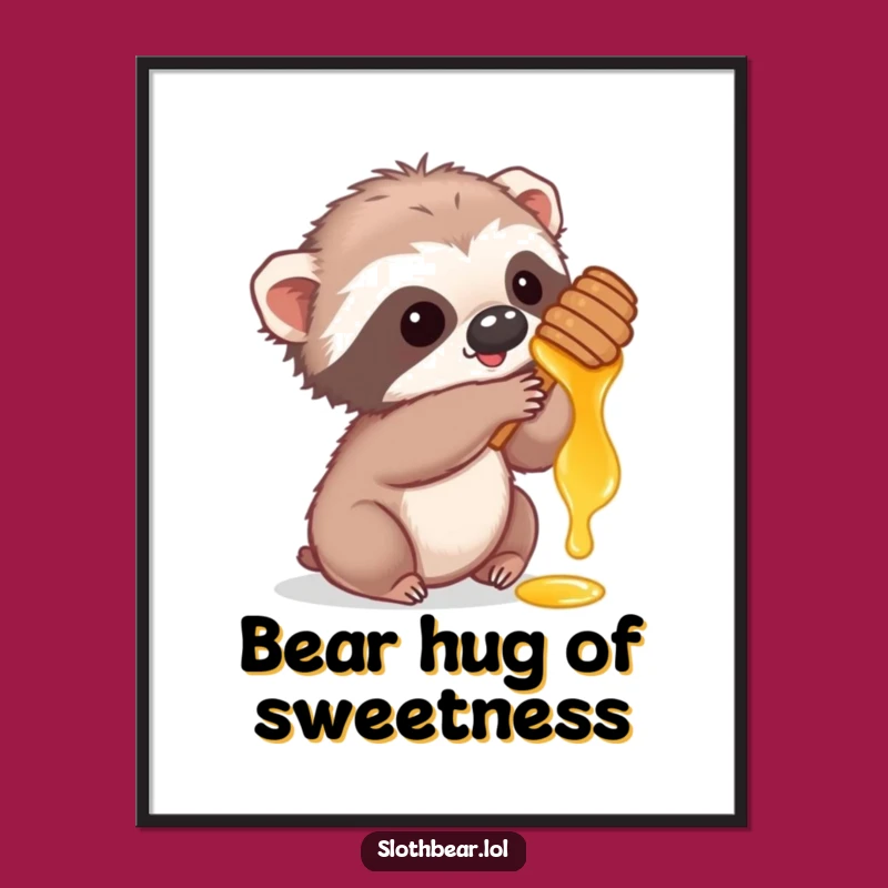 Funny Sloth Bear Cub Honey Digital Art: Instant Adorable Decor