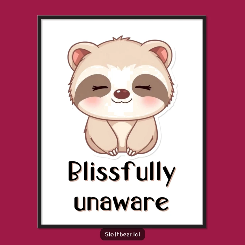 Funny Sleepy Sloth Bear Digital Art: Downloadable Sweetness for Your Walls