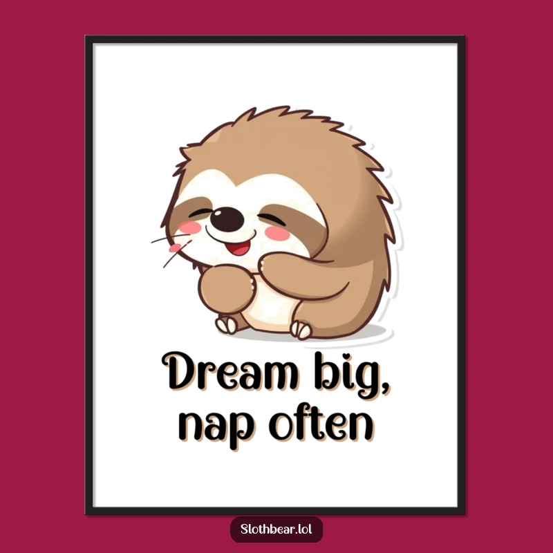 Funny Kawaii Sloth Bear Yawning Digital Art: Cute Sleepy Bear Print, Perfect Funny Gift