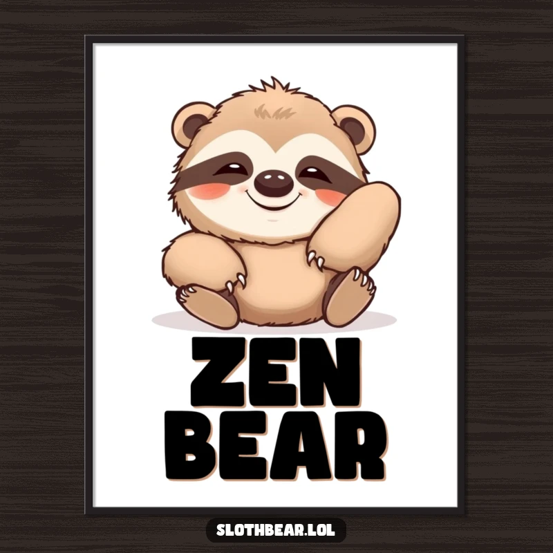 Funny digital art of a sloth bear stretching lazily with a wide, contented grin, bringing humorous relaxation to any room.