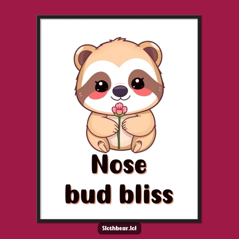 Funny Sloth Bear Digital Art: Kawaii Balance Print, Perfect Funny Gift!