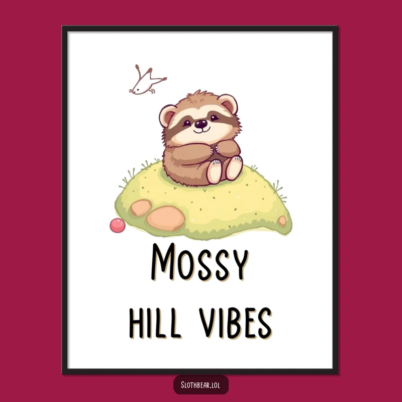 Funny Kawaii Sloth Bear Rolling Digital Art - Instant Hilarious Download Gift