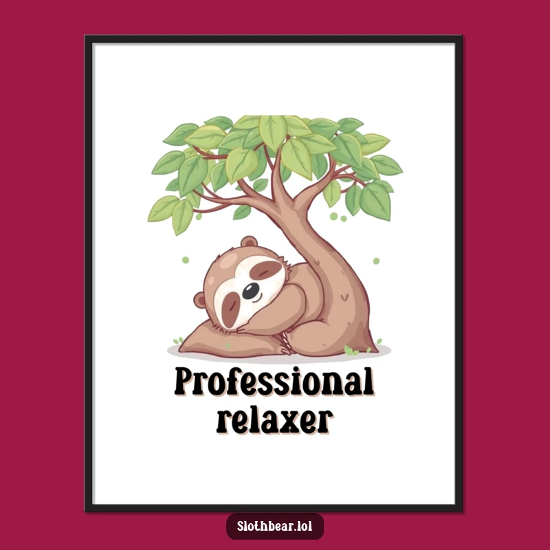 Funny Sloth Bear Nap Digital Print: Peaceful Wildlife Art, Instant Download