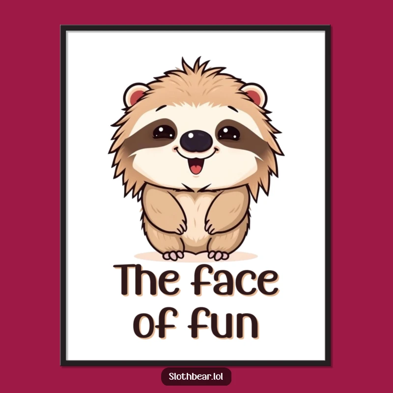 Funny Sloth Bear Face Digital Art - Instant Expression for Your Walls