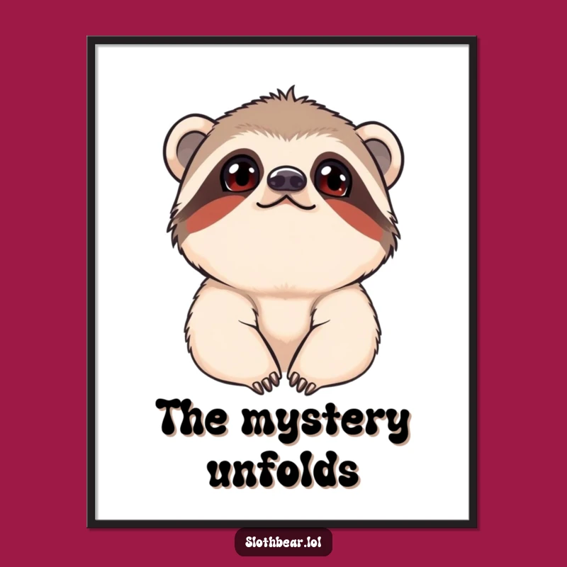 Funny Curious Sloth Bear Digital Art: Downloadable Whimsy for Your Walls