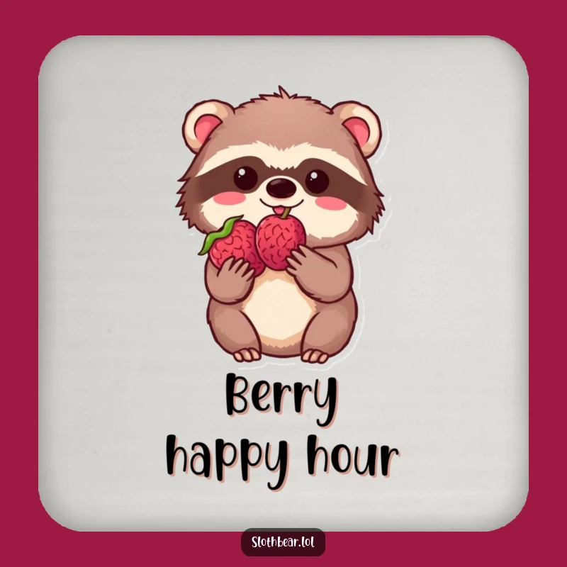 Funny Kawaii Sloth Bear Berry Coaster - Protect Surfaces with Adorable Style