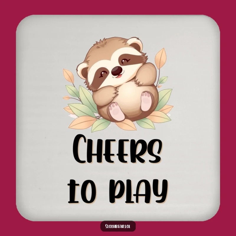 Funny Baby Sloth Bear Leaves Coaster Set - Protect Surfaces with Charm