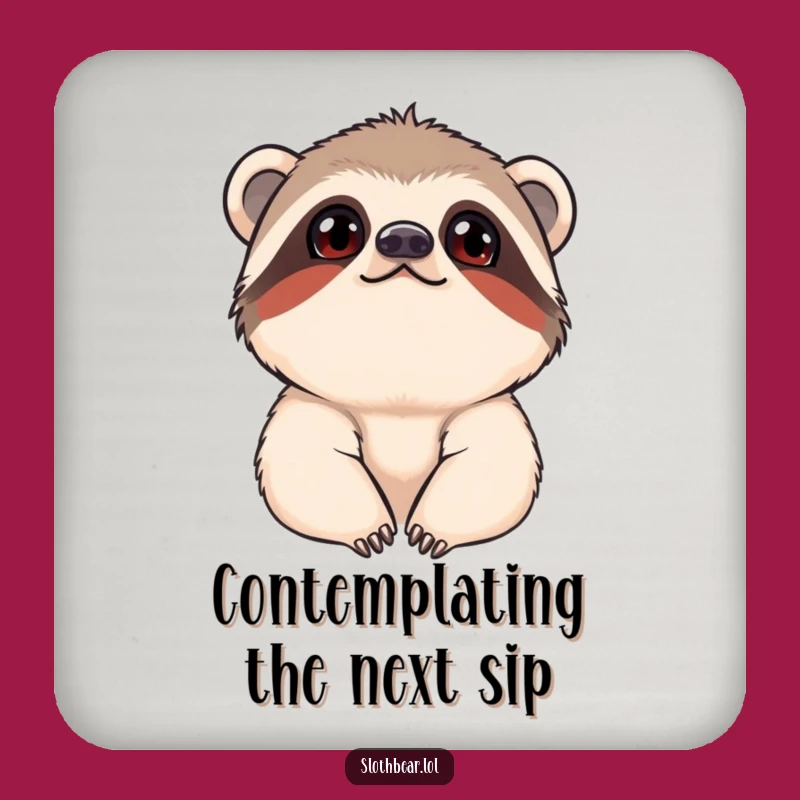 Funny Curious Sloth Bear Coaster Set: Protect Surfaces with Adorable Humor